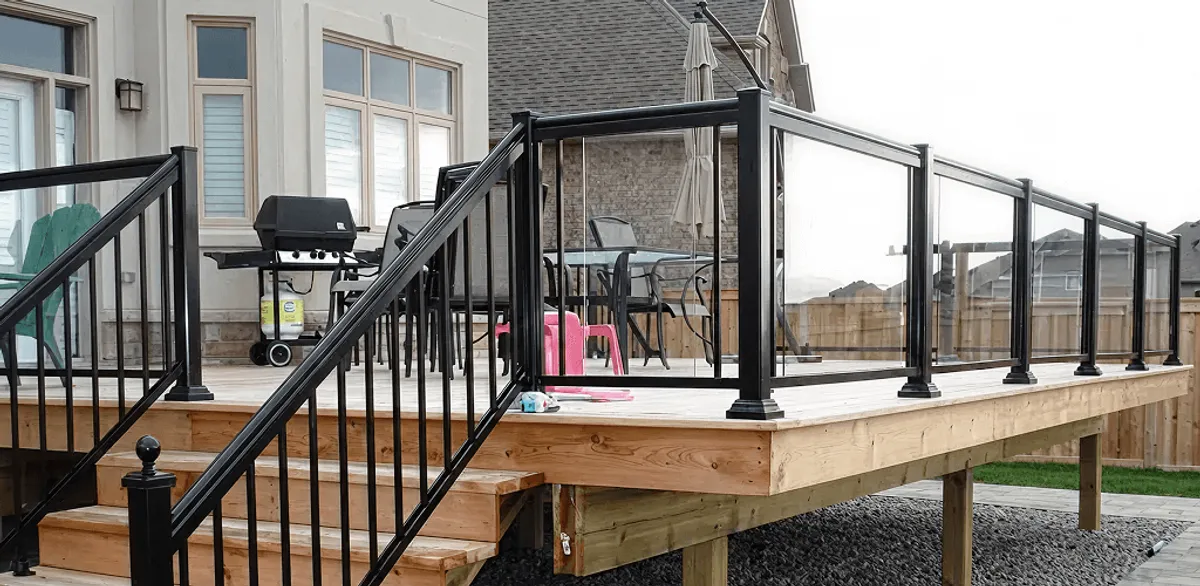 Handrail installation on a deck staircase for safety and code compliance in Phoenix, AZ