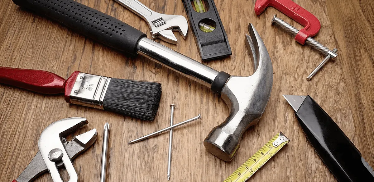 Handyman tools laid out for home repair and maintenance work in Phoenix, AZ
